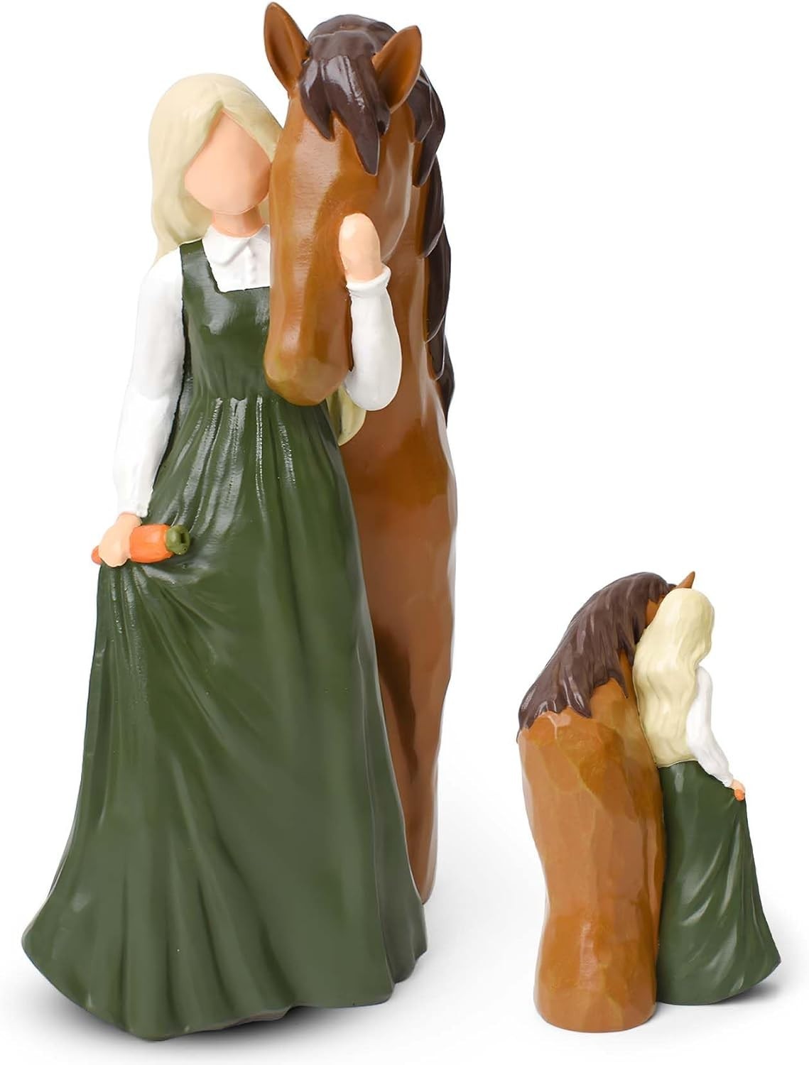 Girl Embracing Horse Figurine | Hand-Painted Resin Statue | Friendship Gift