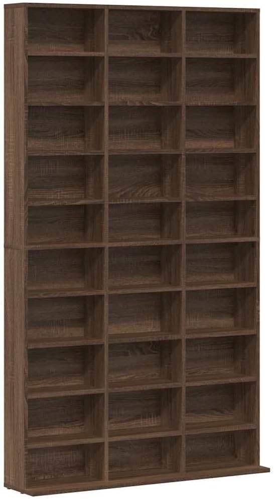 Large CD DVD Storage Cabinet Media Shelf Organizer Brown Oak 177.5cm