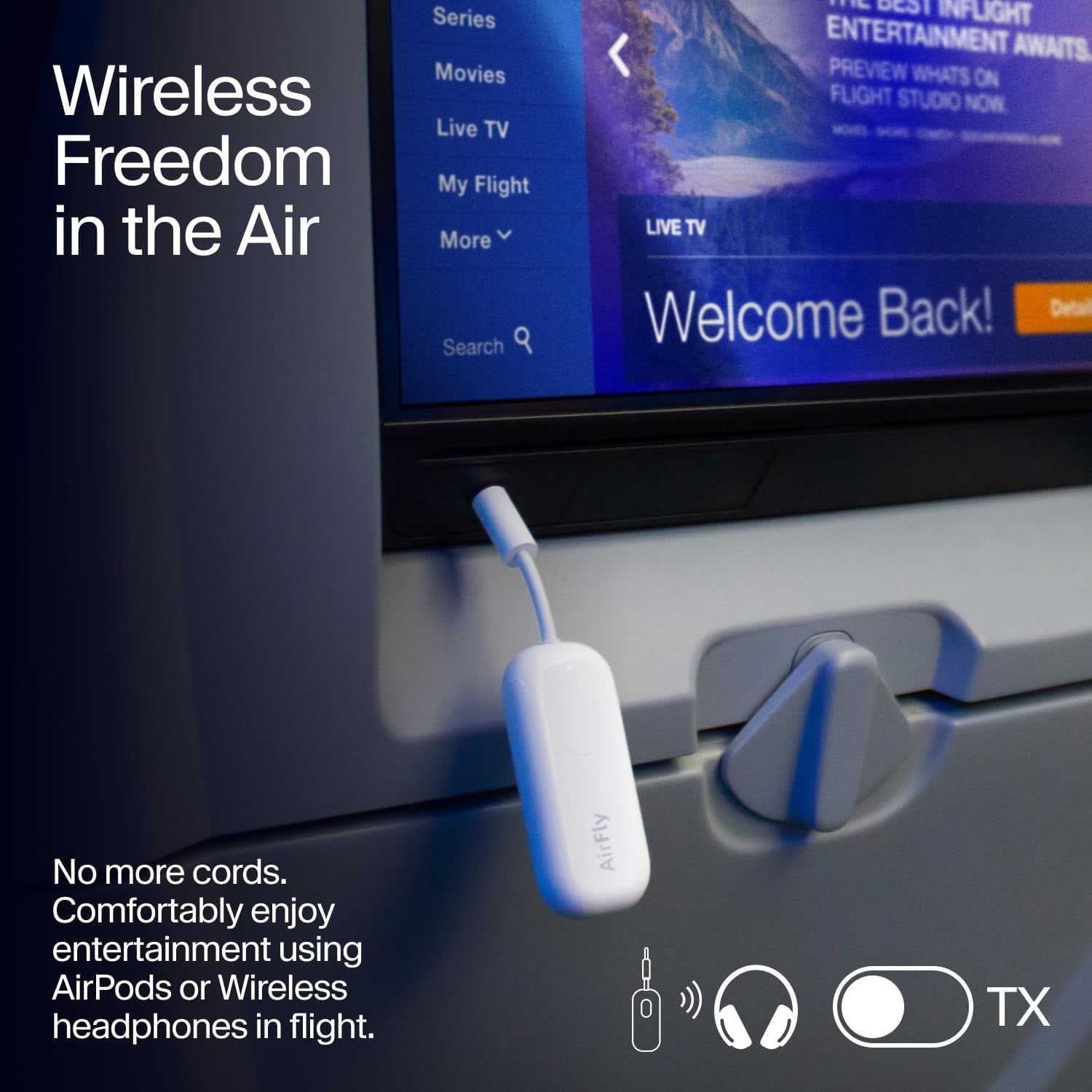 White Bluetooth 5.0 Audio Transmitter & Receiver – Dual Headphones