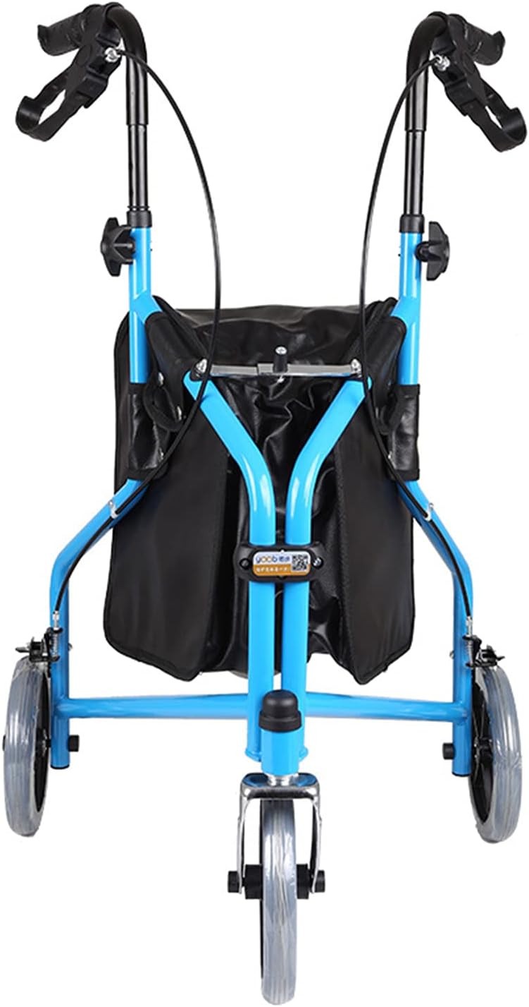 3 Wheel Rollator Walker Folding Lightweight Mobility Aid Seat Bag Brakes