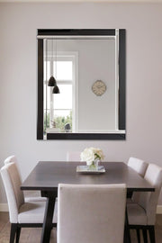 Large Black Double Bevelled Glass Wall Mirror 144x115.5cm Elegant