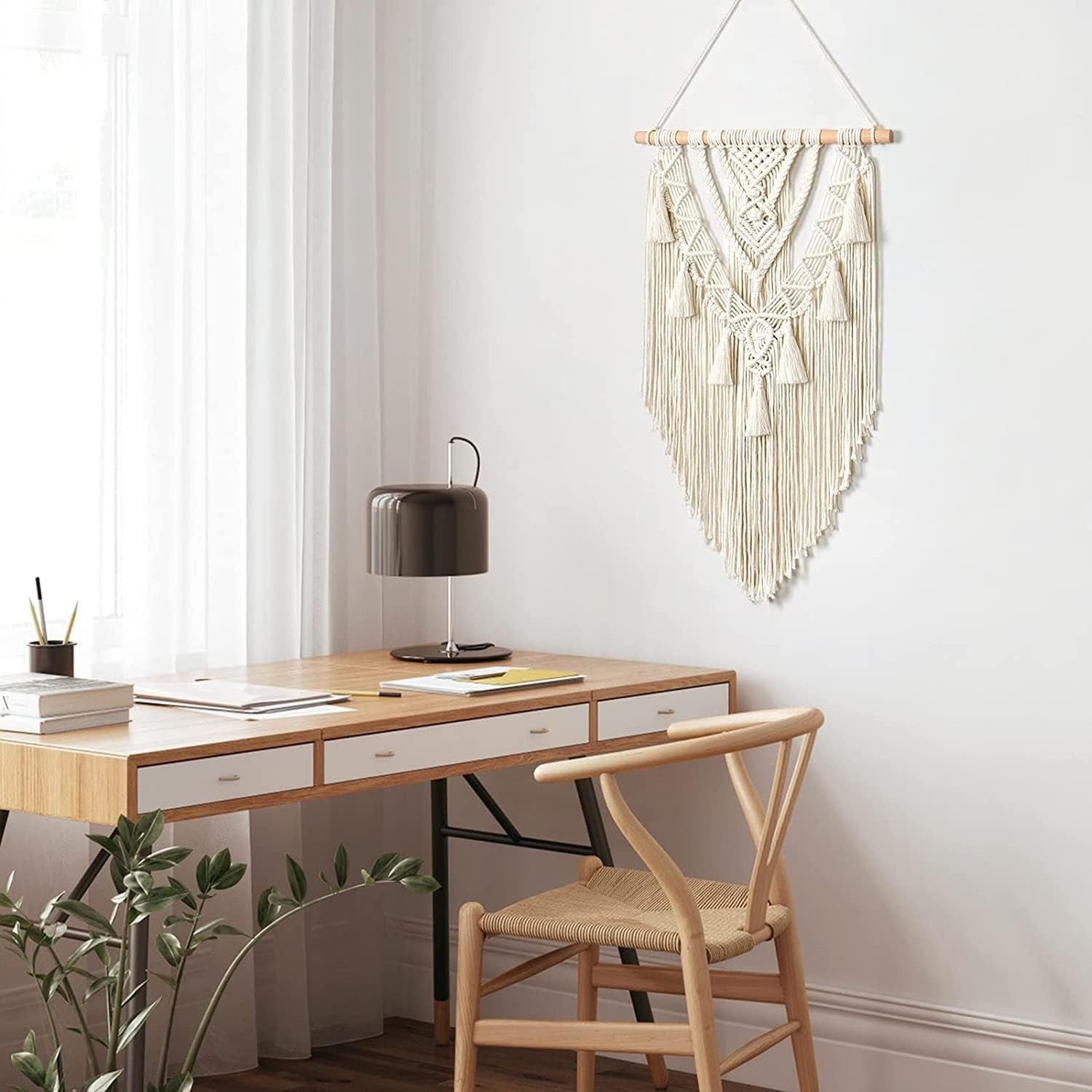 Geometric Macrame Wall Hanging Boho Cotton Tassel Decor