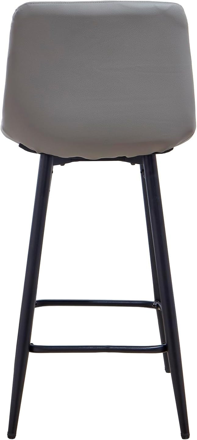 Grey PU Leather Bar Stool Set 2 – Modern Kitchen Counter Chairs