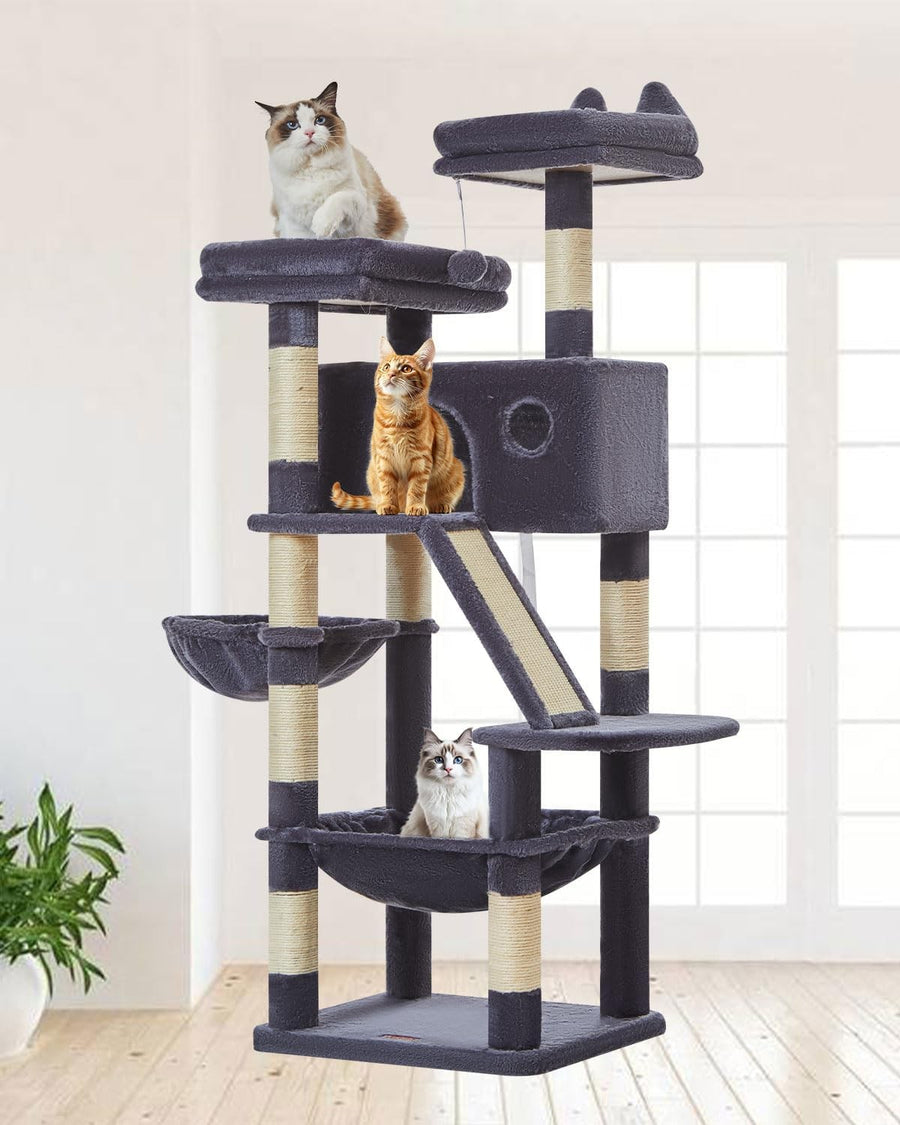 Large Cat Tree Tower 146cm Multi Level Scratching Posts Hammock Condo