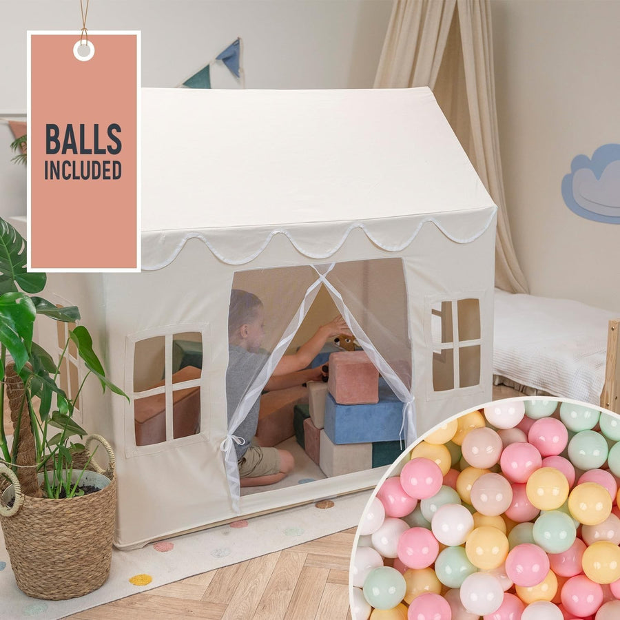 Kids Cotton Play Tent w 400 Balls Foldable Indoor Outdoor Playhouse