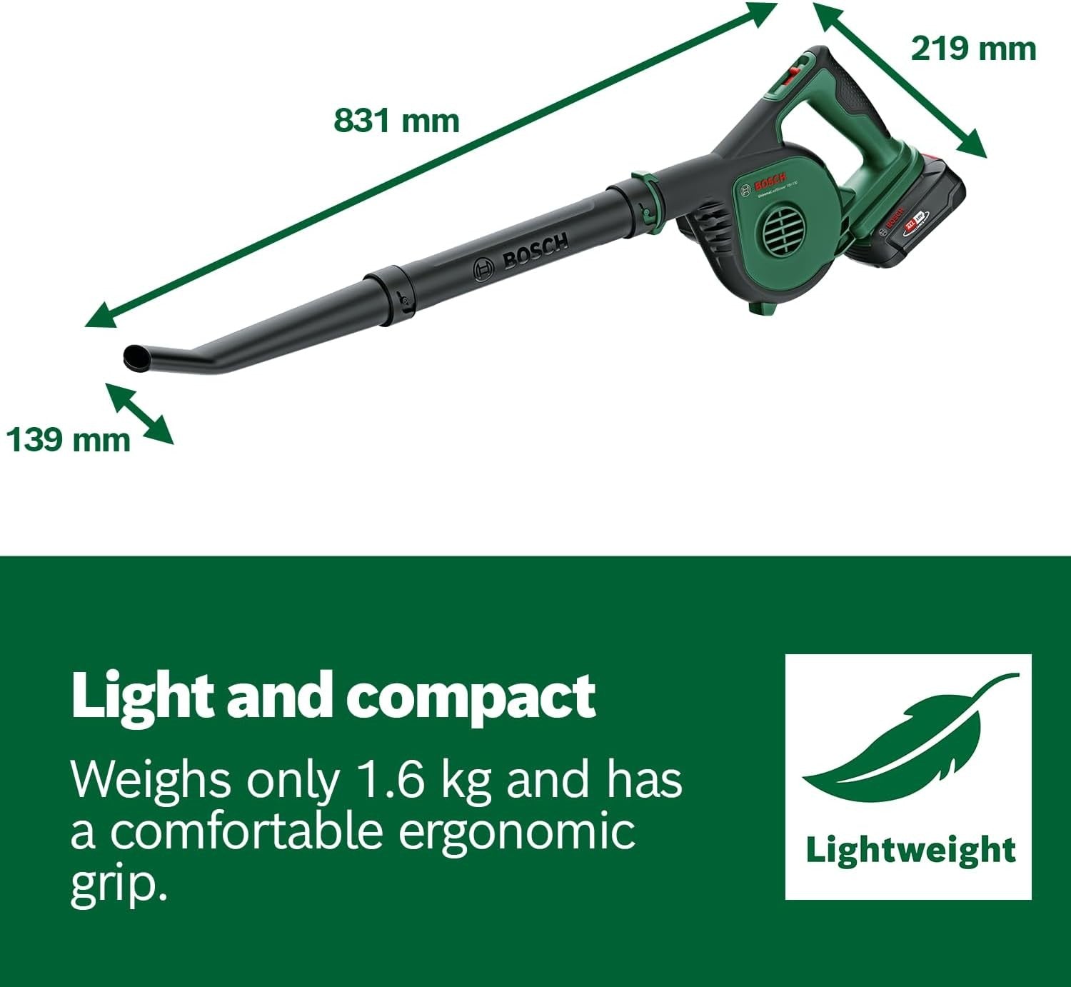 Cordless Leaf Blower 18V Lightweight Handheld Garden Yard Cleaner
