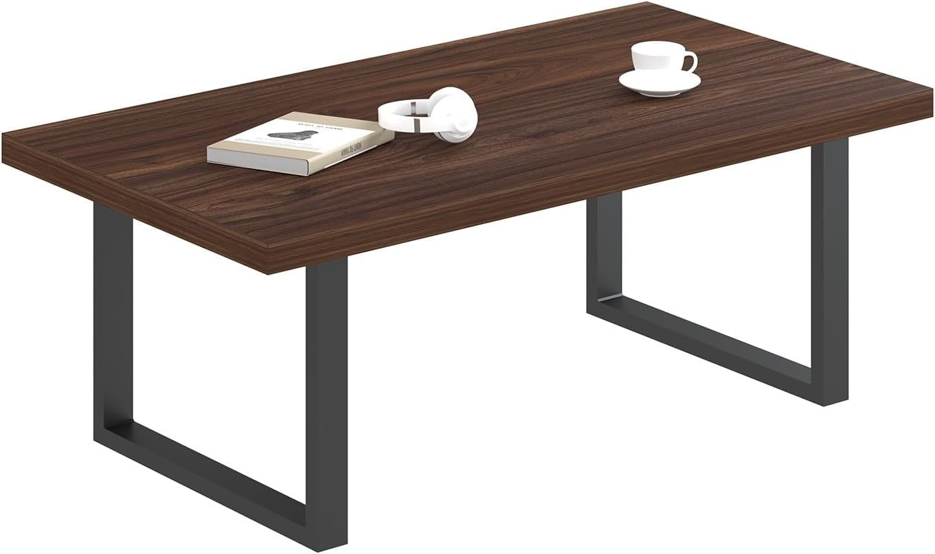 Walnut Oak Coffee Table 100x55cm Sturdy Modern Rustic Wood Metal Design