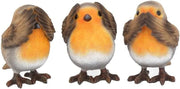Three Wise Robin Figurines Resin 8cm Cute Bird Ornament Set Home Decor Gift