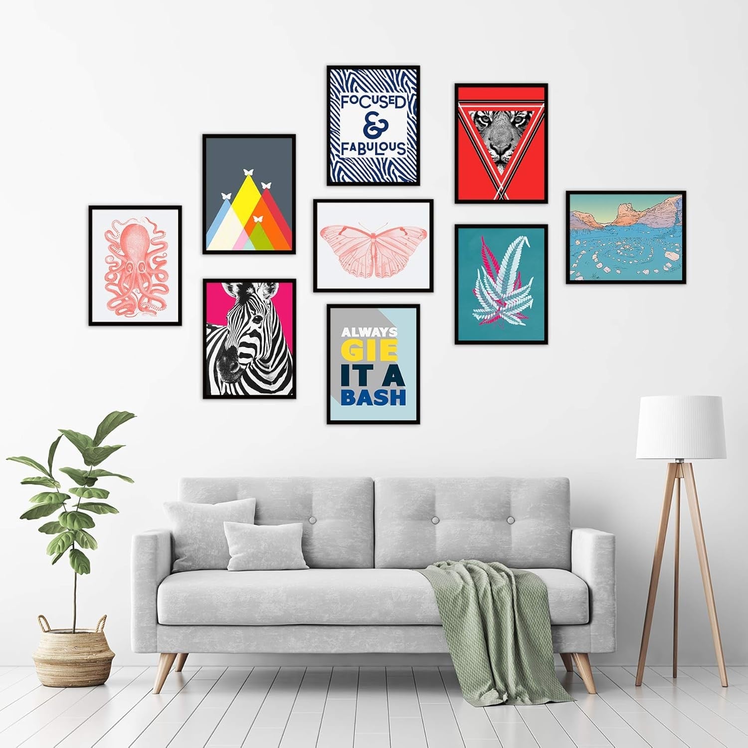 Floral Bouquet Abstract Wall Art Framed Print 12x16 inch Boho Decor