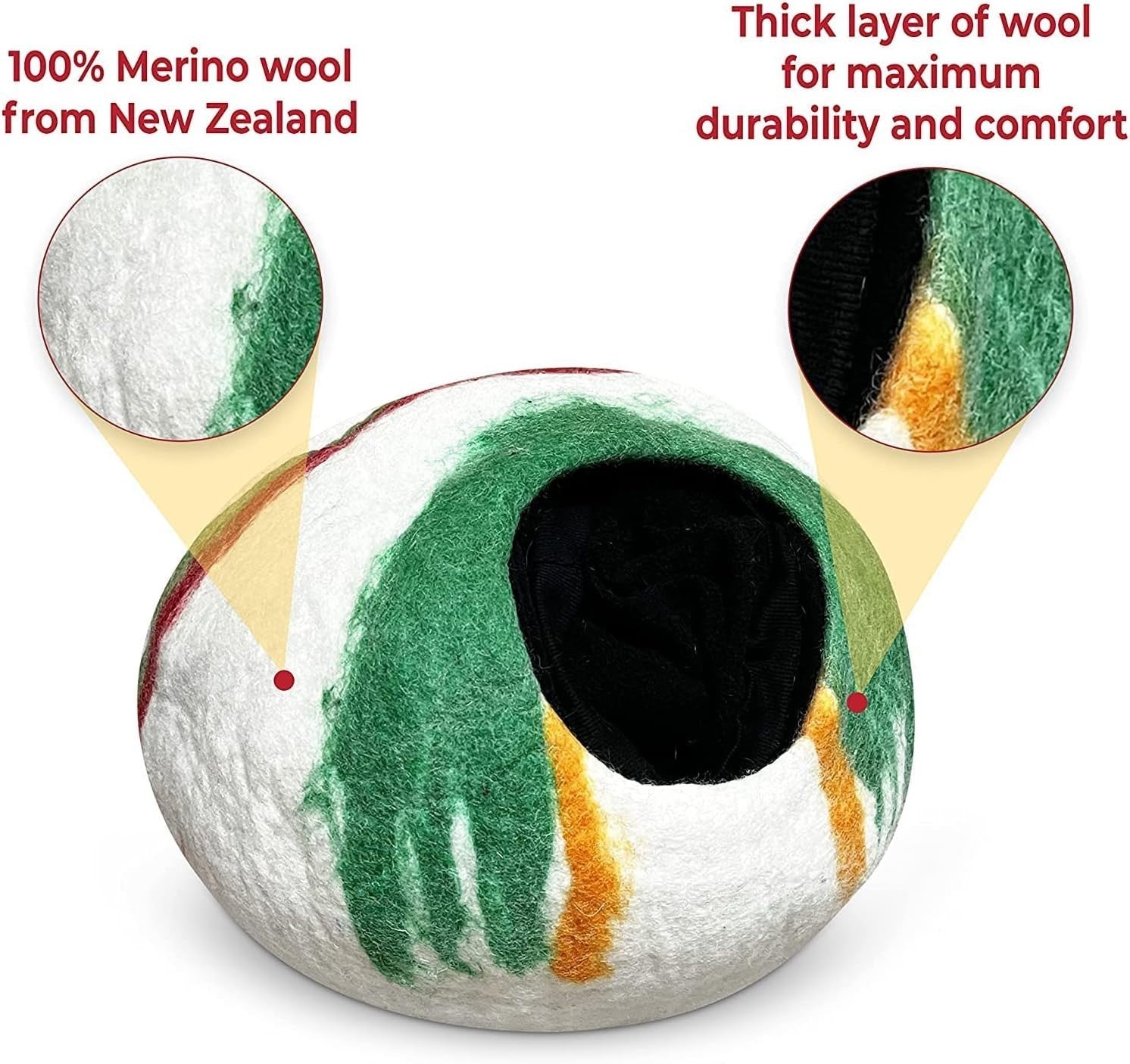 Handmade Wool Cat Cave Bed Merino Felt Indoor Cat House Kitten Hideaway