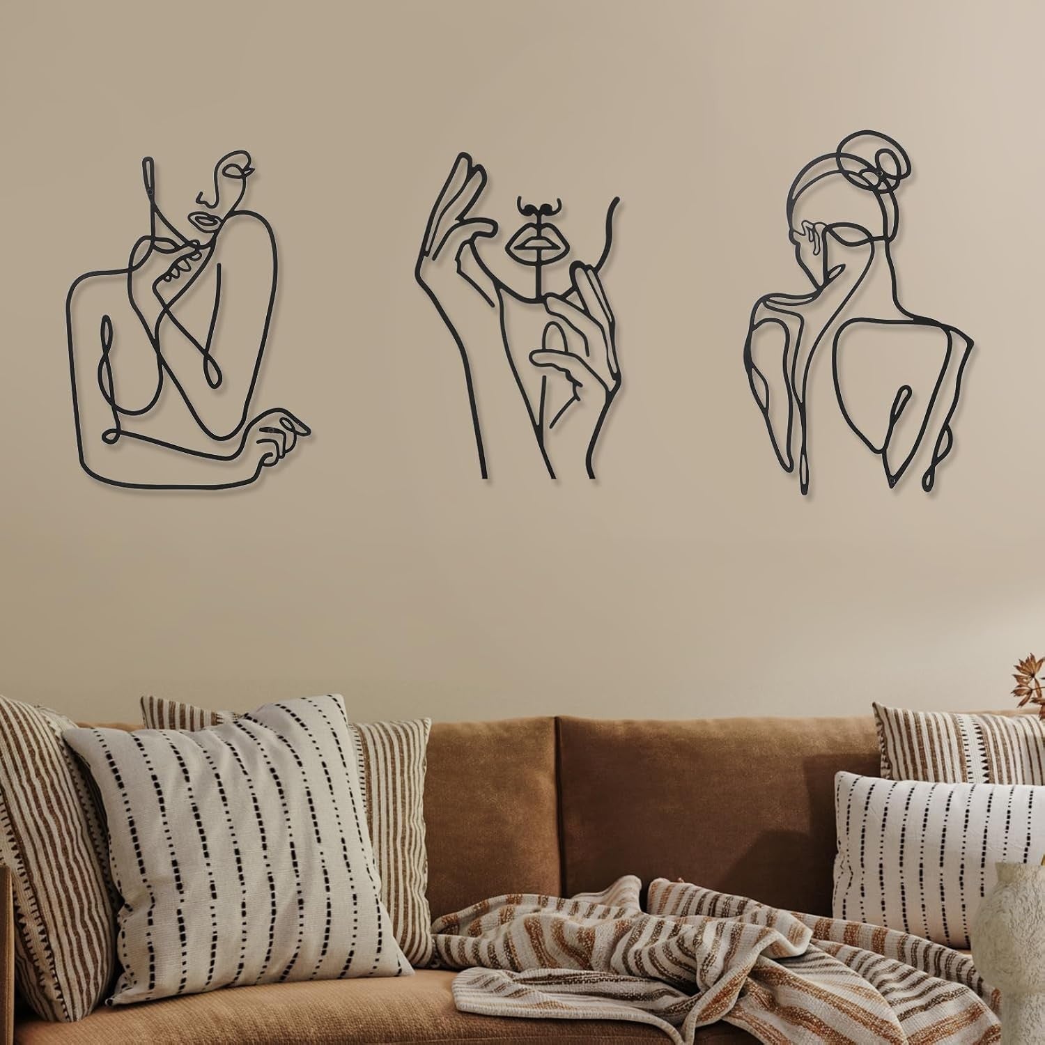 3Pcs Metal Wall Art Minimalist Abstract Woman Line