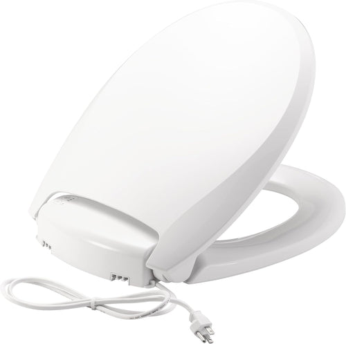 Round Toilet Seat White Soft Close LED Night Light Heated Plastic