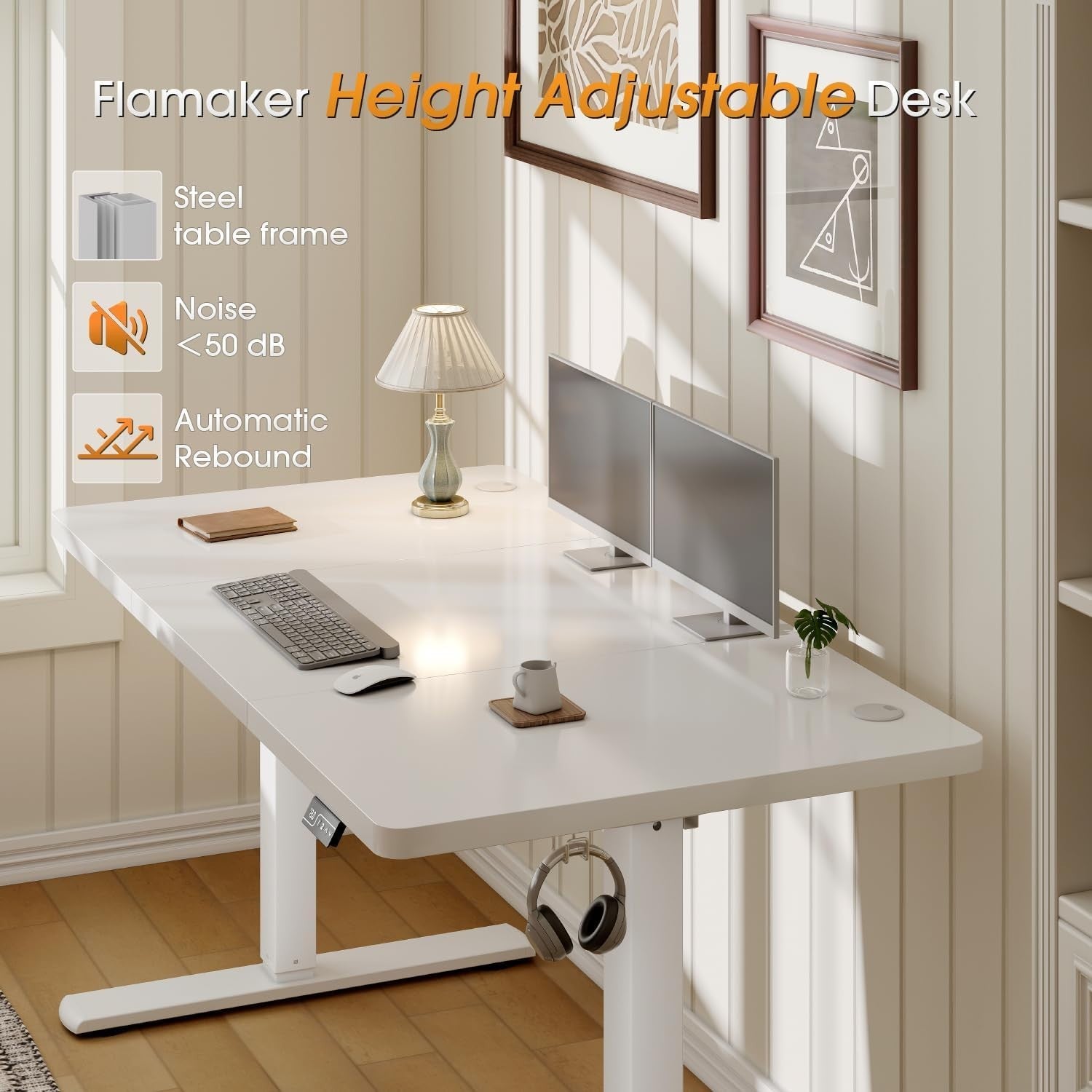 Electric Height Adjustable Desk 100x60cm | Sit Stand Office Table White