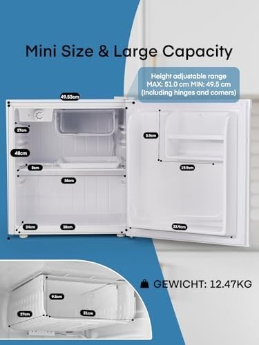 46L Mini Fridge Table Top Freezer-on-Top Quiet Reversible White