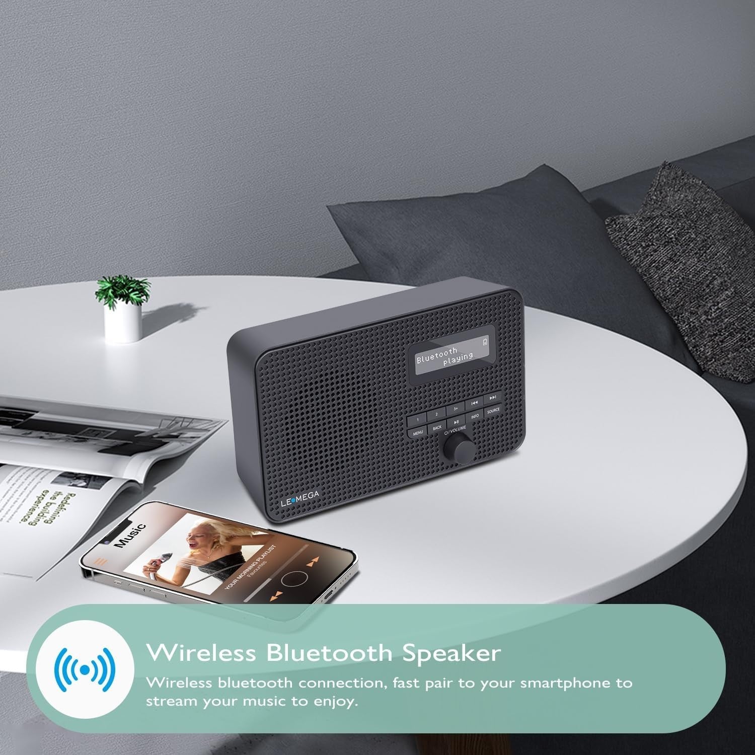 Portable DAB+ FM Radio Bluetooth 5.3 Dual Alarm 40 Presets