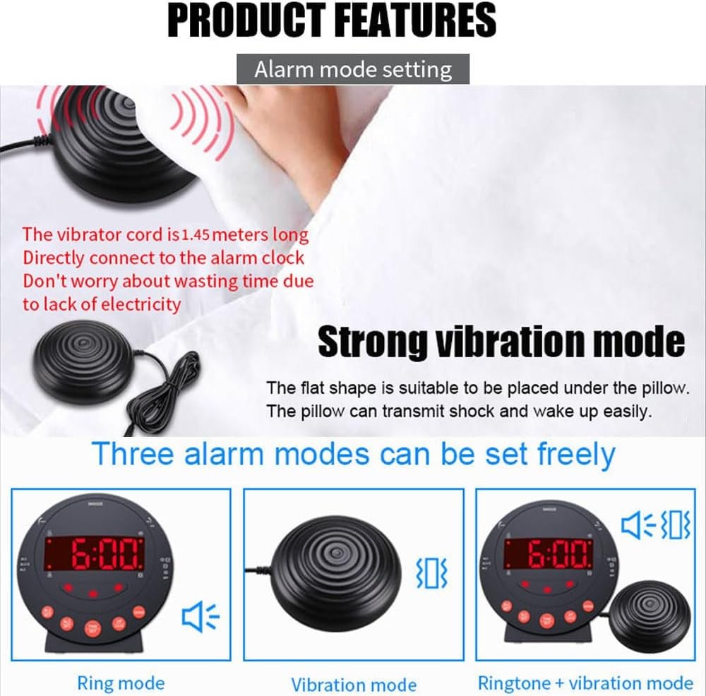 Loud Vibrating Alarm Clock Bed Shaker for Heavy Sleepers Deaf Elderly
