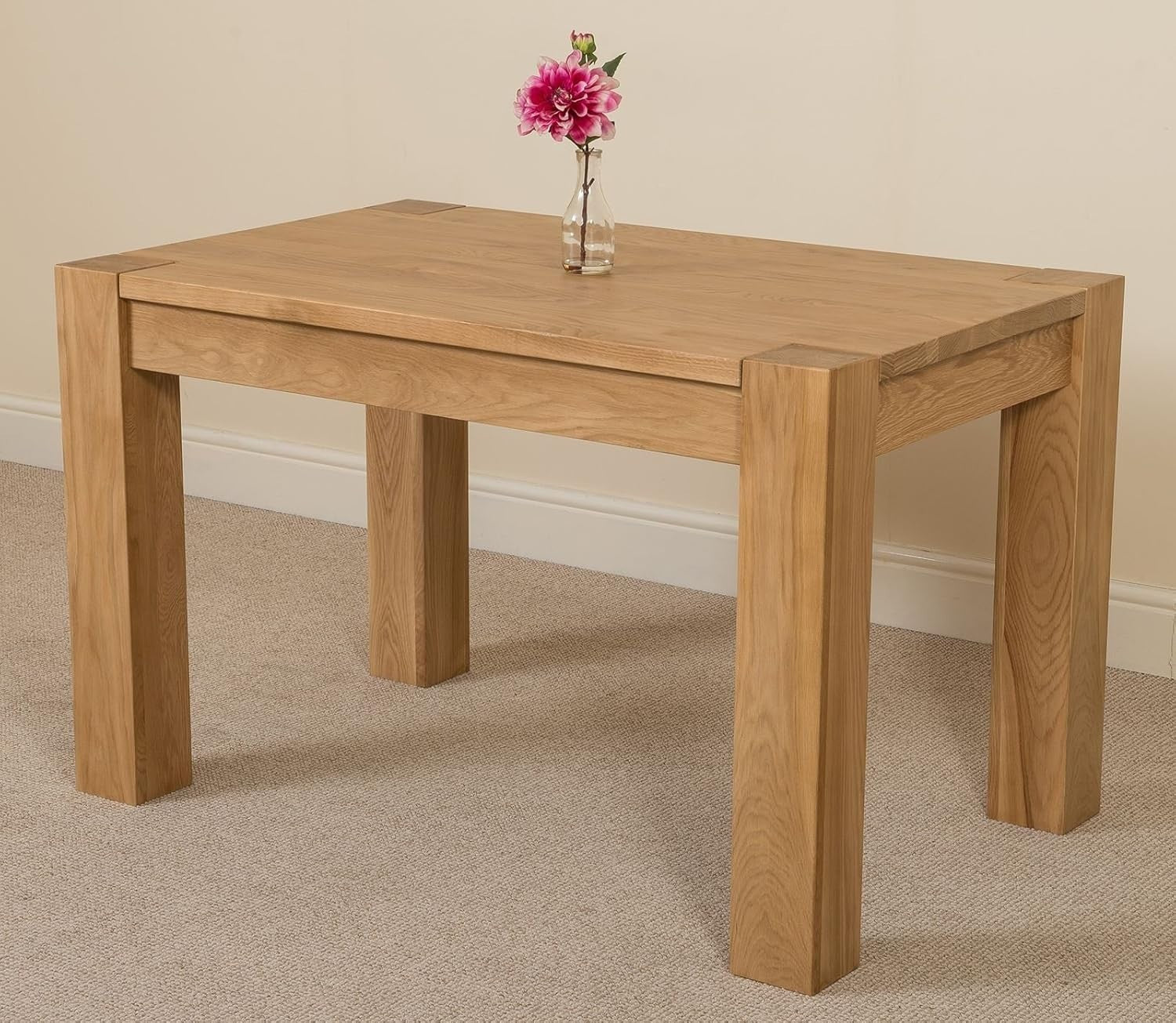 Solid Oak Dining Table & 6 Burgundy Chairs - Compact, Durable & Stylish Set