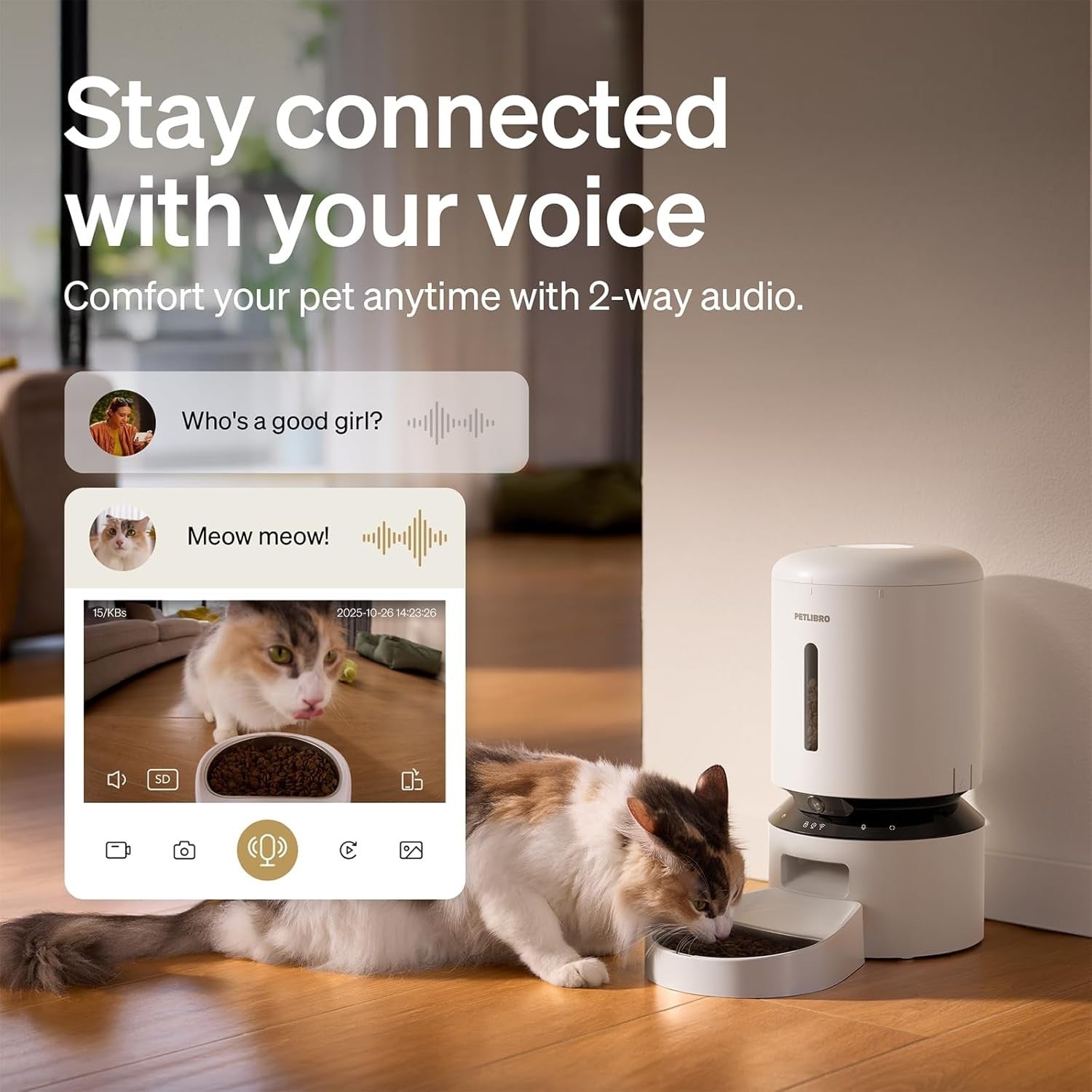 Automatic Pet Feeder Camera WiFi App Control 1080P HD 5L Food Bin