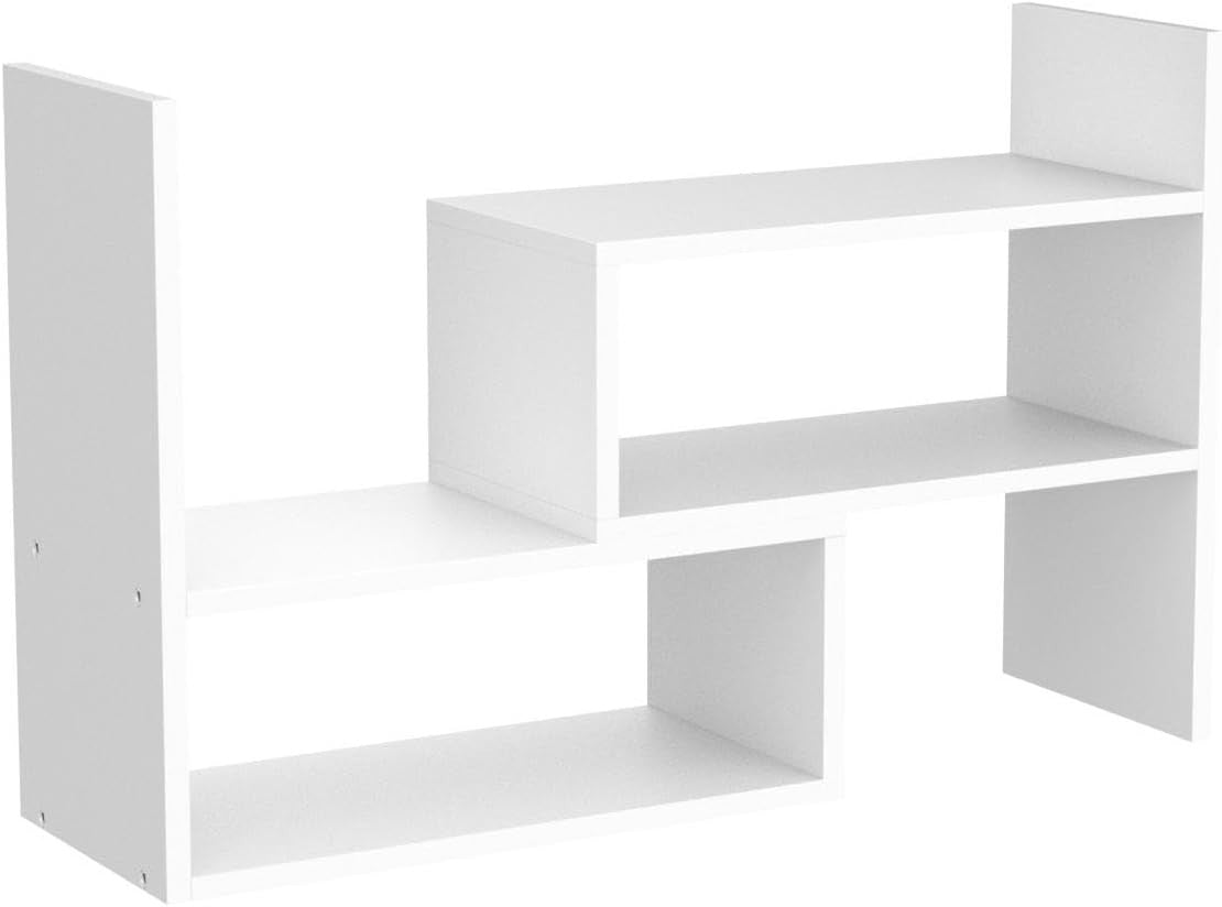 Expandable Desktop Bookshelf 3-Tier Adjustable Desk Organizer Storage Shelf