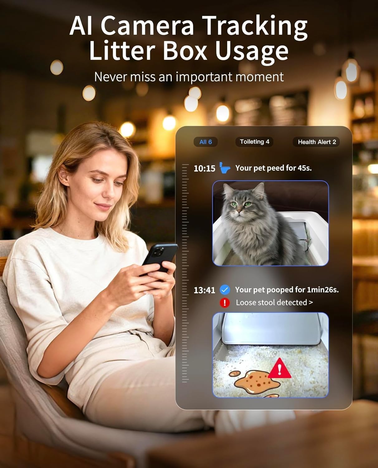 AI Camera Self Cleaning Cat Litter Box Crystal Litter App Control