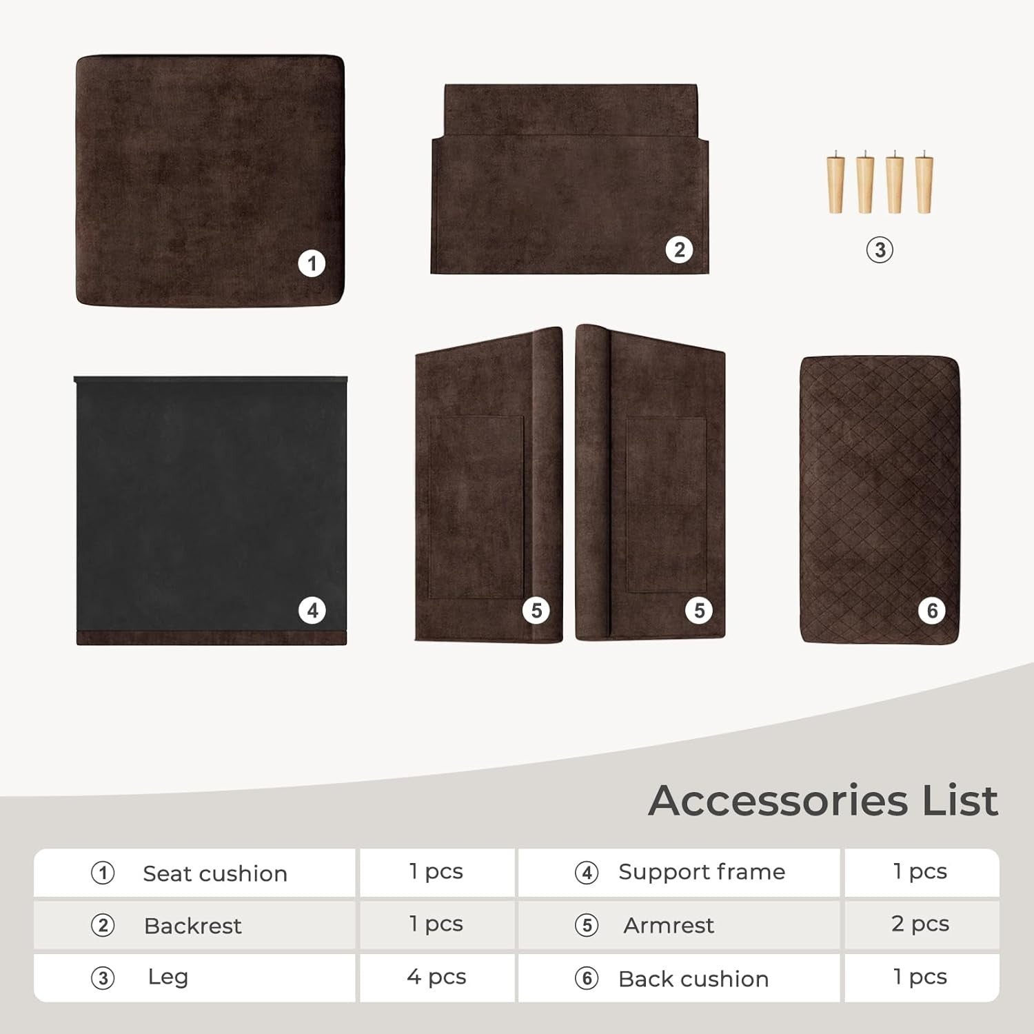 3 Seater Sofa Armchair Set Brown – Pocket Storage, Tool-Free Assembly