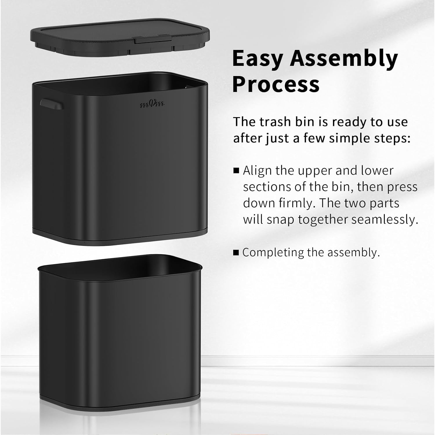 Large 70L Kitchen Trash Bin Black Stainless Steel Soft-Close Rubbish Can