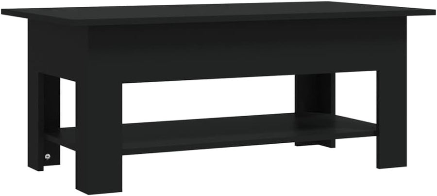 Modern Black Coffee Table with Storage Shelf – Stylish & Space-Saving Design