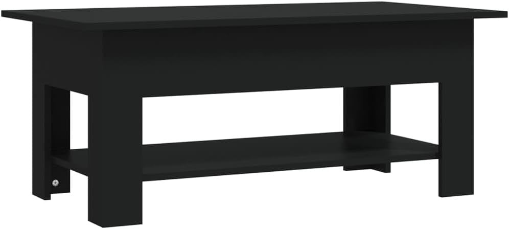 Modern Black Coffee Table with Storage Shelf – Stylish & Space-Saving Design