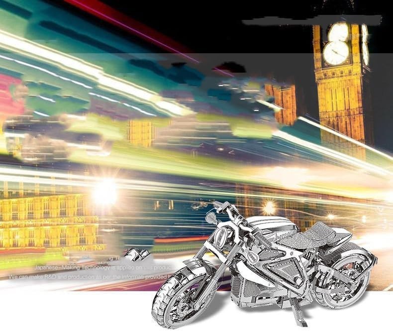 3D Metal Motorcycle Puzzle Kit – DIY Stainless Steel, No Glue Needed