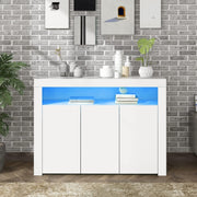 High Gloss White Sideboard 3 Door LED Cabinet Storage Unit Modern Hallway