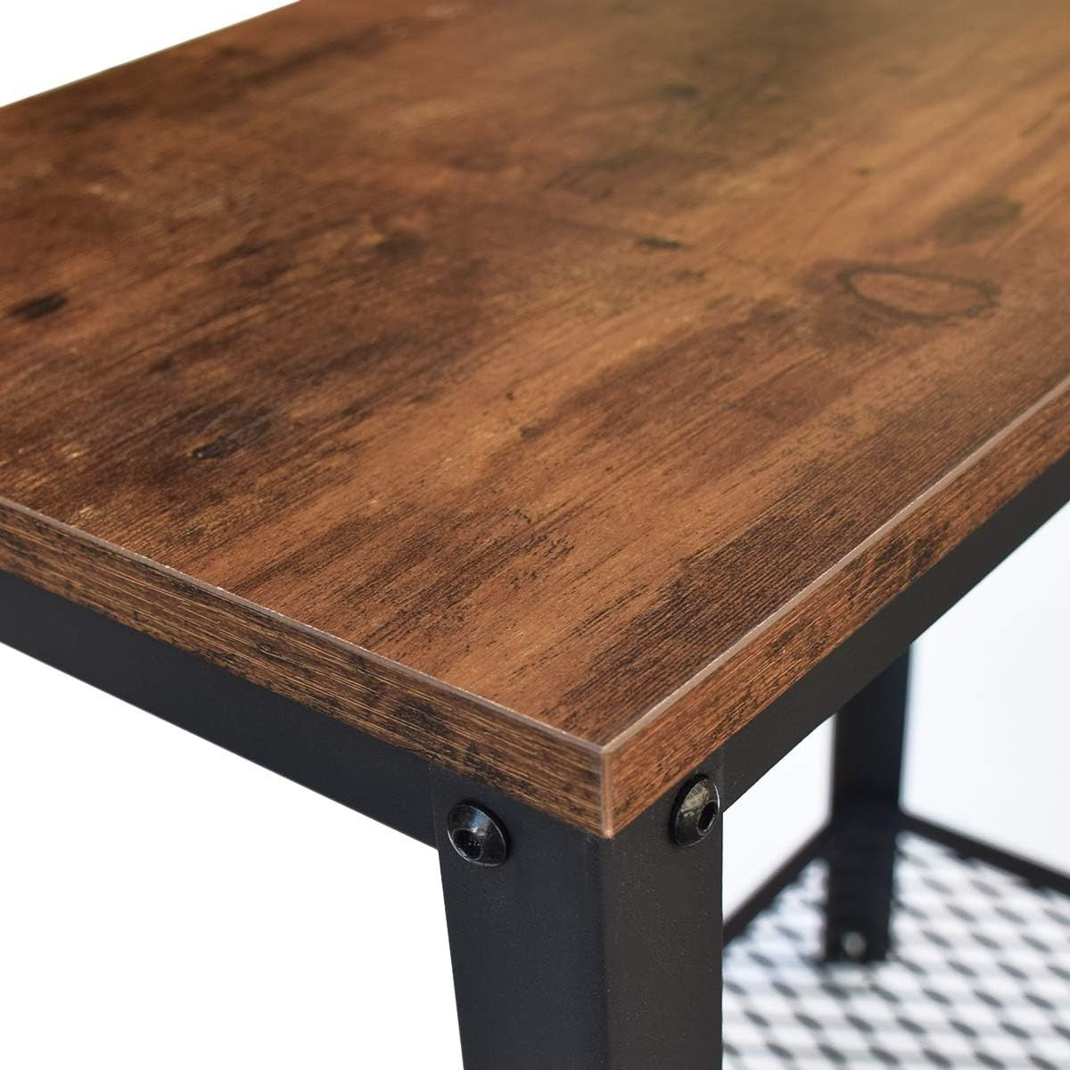 Rustic Narrow Hallway Console Table with Shelf – Slim Metal Frame, 2-Tier