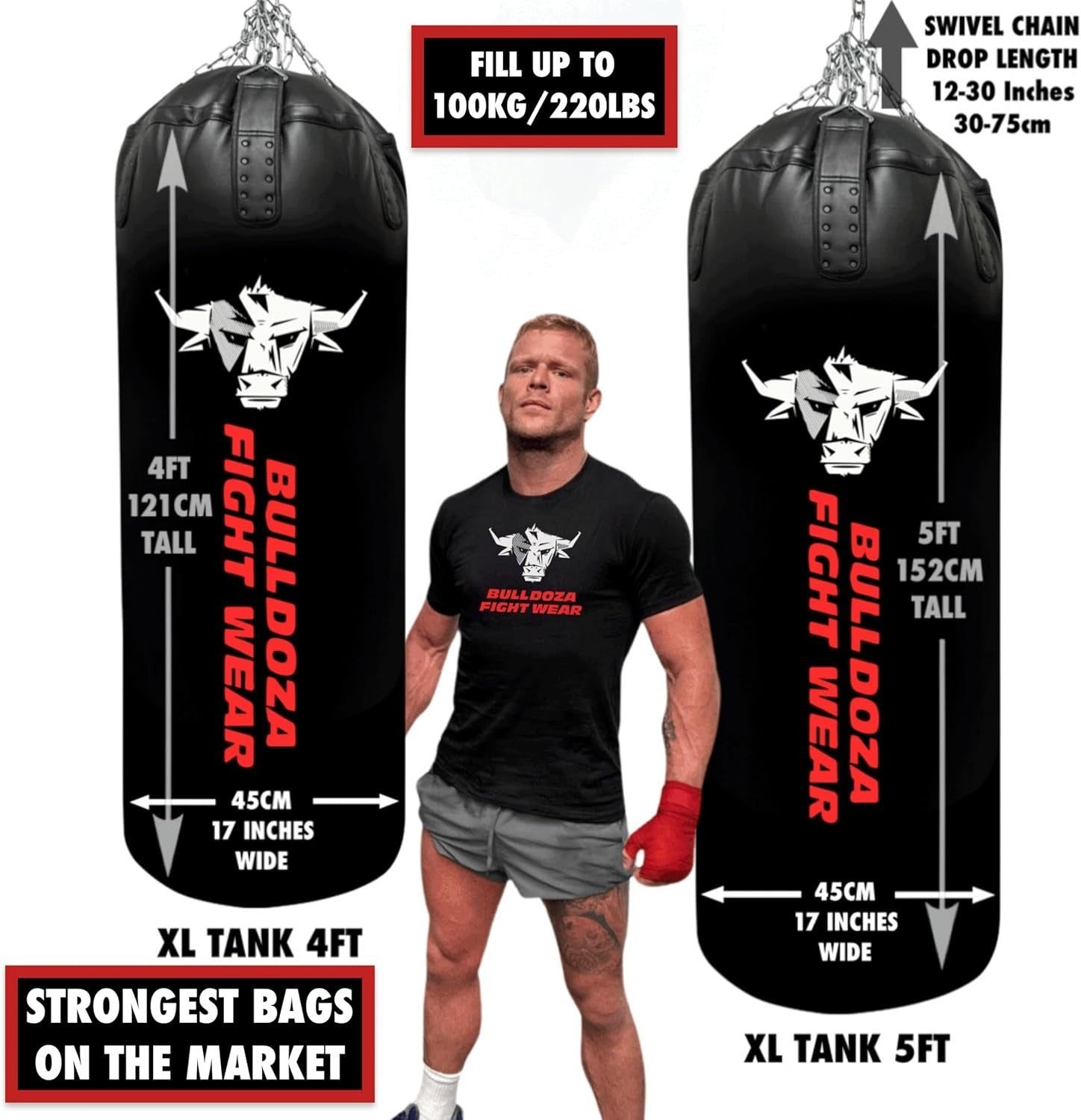 5FT XL Self Fill Heavy Boxing Punch Bag MMA Kickboxing Pro Training