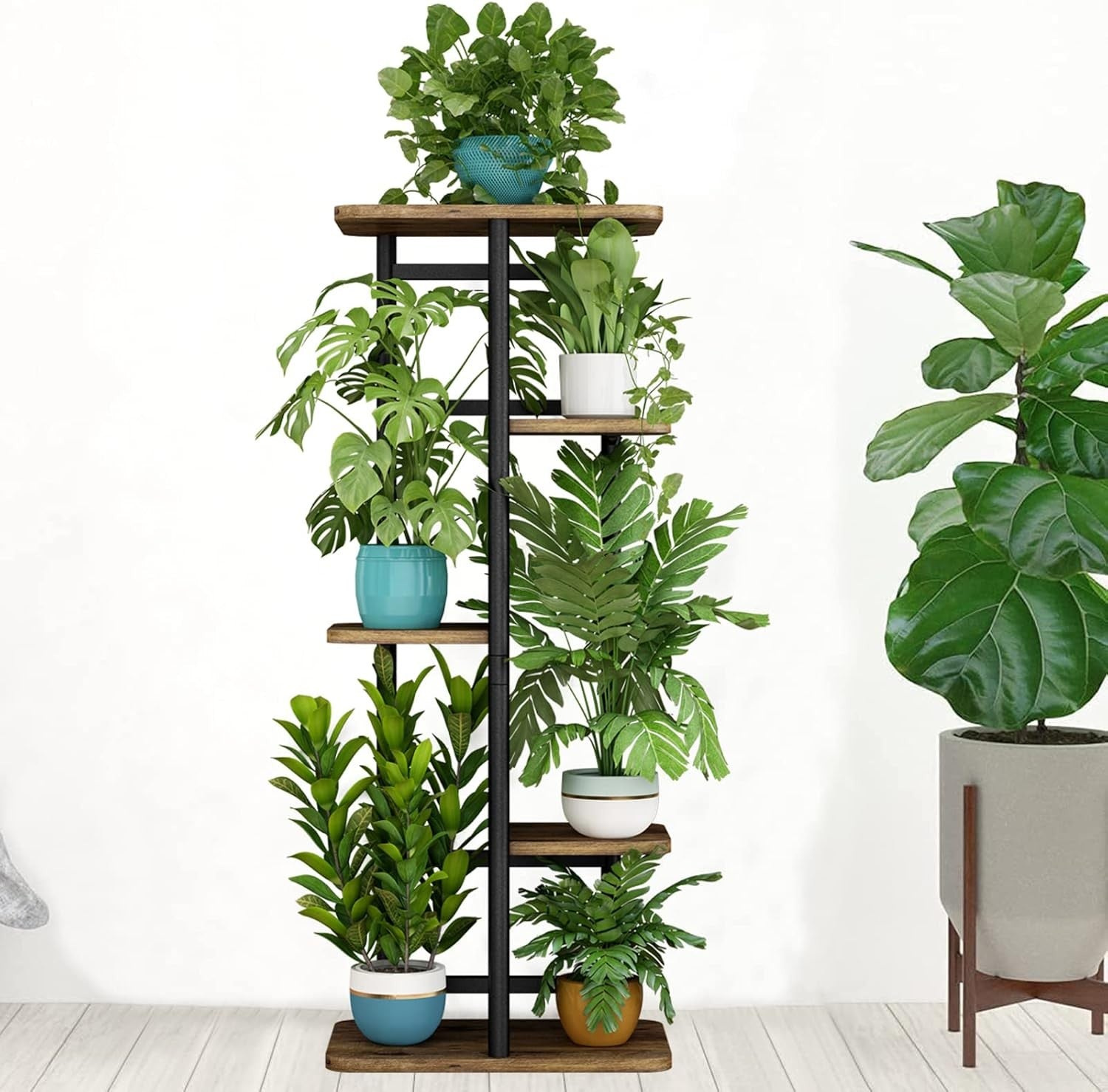 5 Tier Metal Plant Stand Indoor 6 Pot Flower Rack Corner Display Shelf for Home