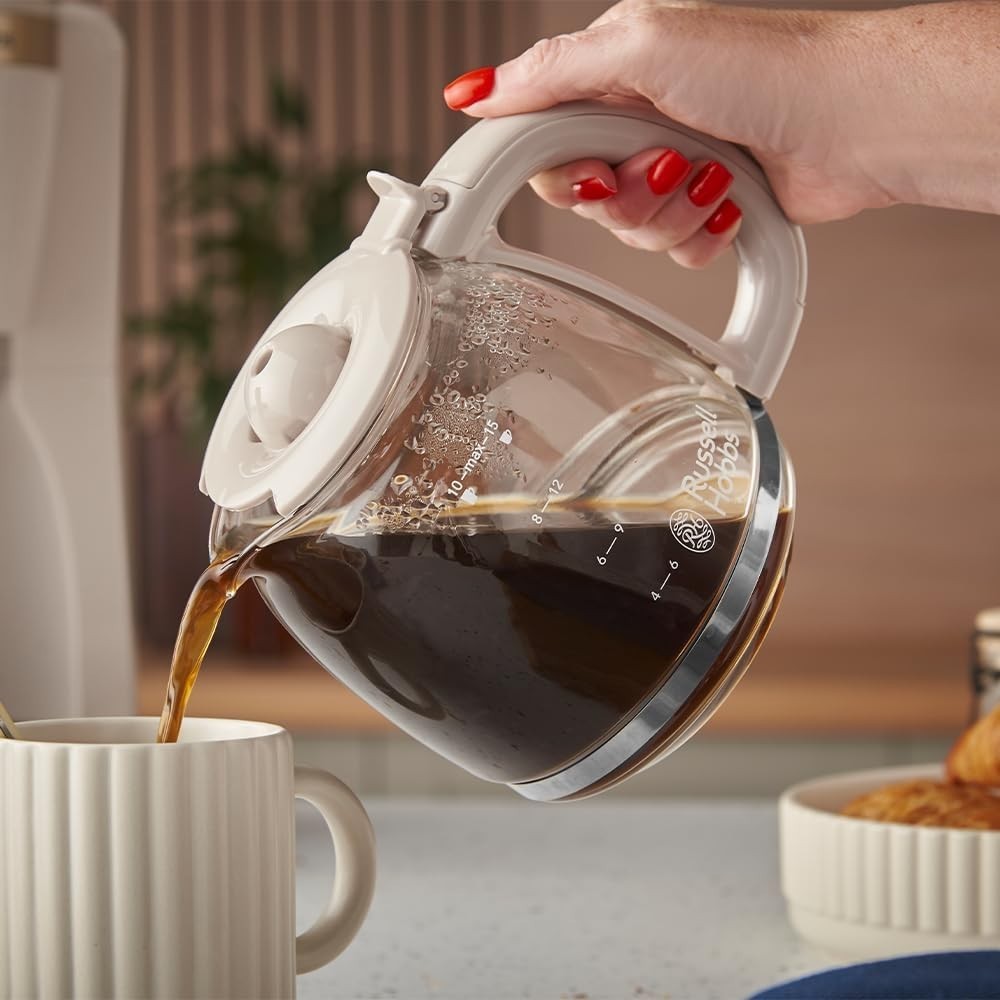 Programmable Drip Coffee Maker 1.25L Glass Carafe Keep Warm Stone Finish 1100W