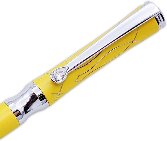 Luxury Yellow Crystal Ballpoint Pen Metal Executive Gift Box