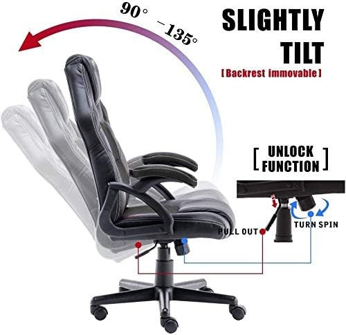 Racing Style Gaming Chair Black PU Leather Ergonomic Swivel Desk