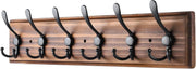 Wooden Wall Mounted Coat Rack | 6 Hook Heavy Duty Hallway Hanger Shelf