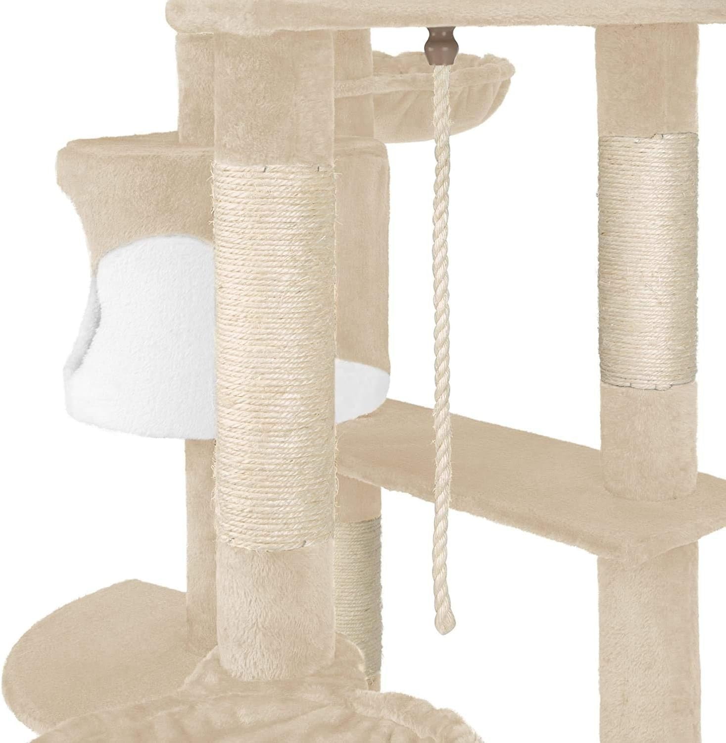 Extra Tall Cat Tree Tower Mega Climber Multi Level Scratching Posts Beige
