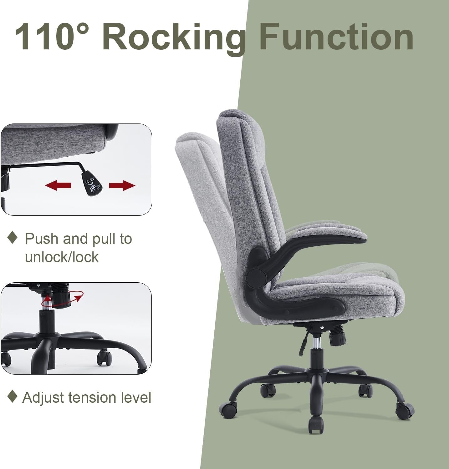 Ergonomic Office Chair Grey Desk Swivel Seat Adjustable Height Lumbar 150KG Max