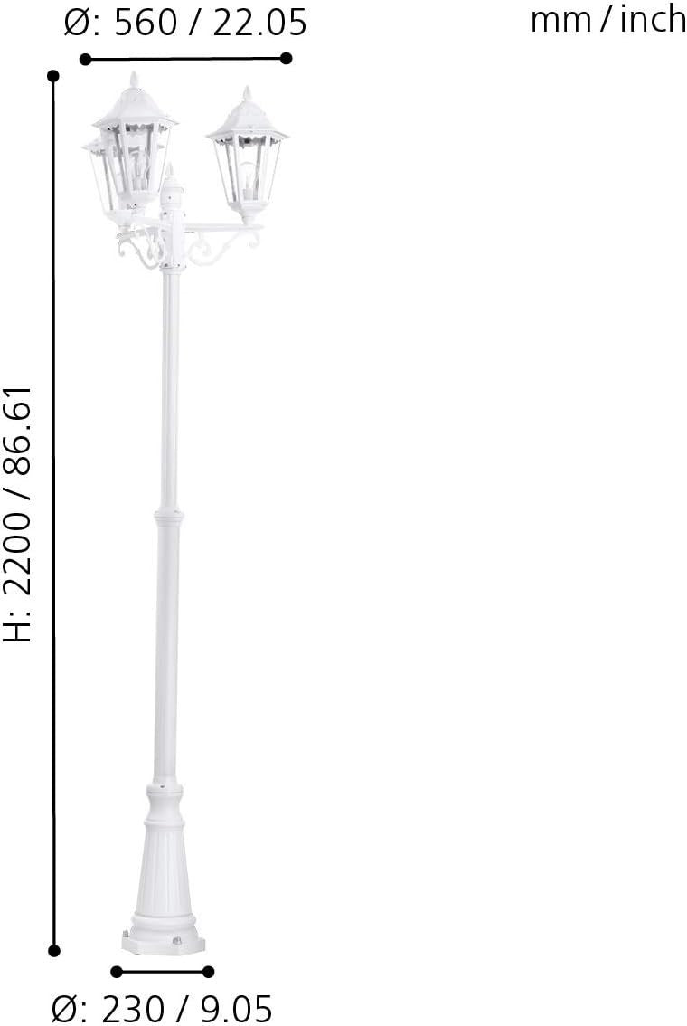 220cm Triple Head Victorian Outdoor Lamp Post White