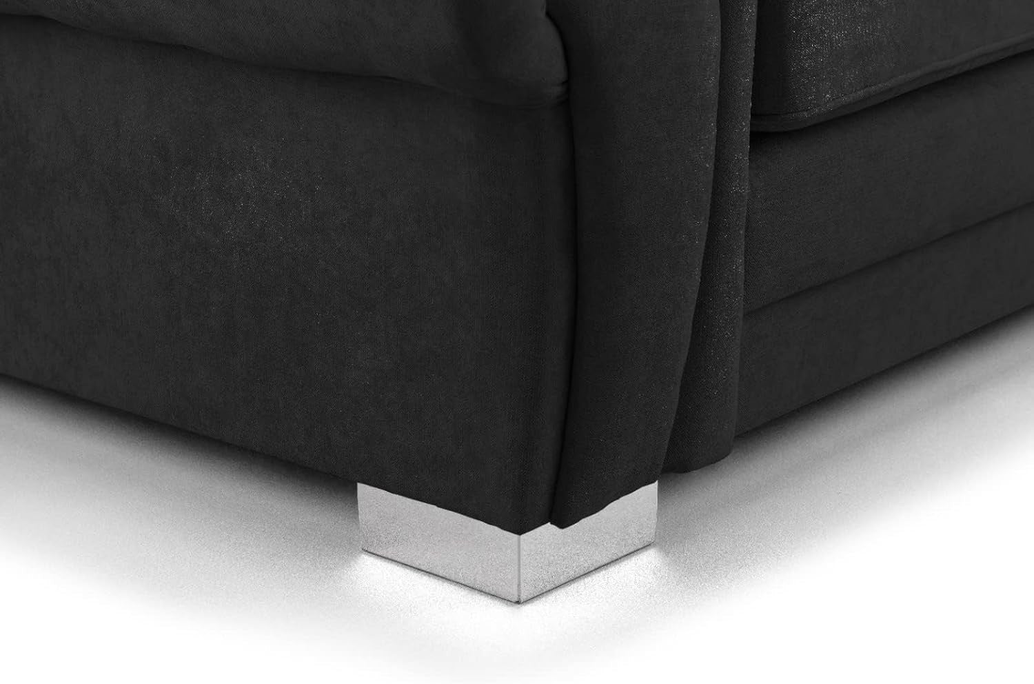 4 Seater Black Fabric 2C1 Left Hand Corner Sofa with Deep Seats & Cushions
