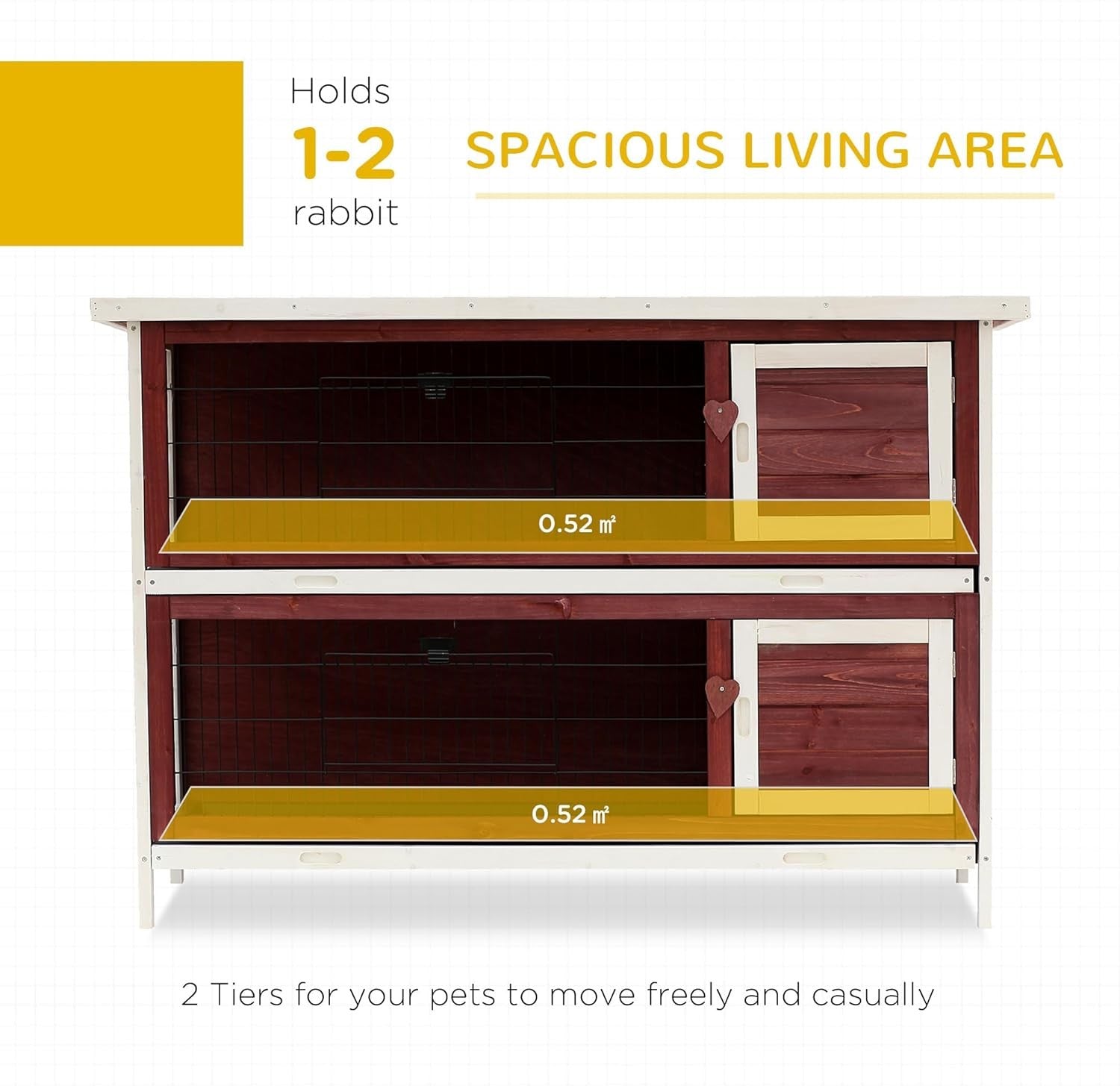 Large Two Tier Wooden Rabbit Hutch Indoor Outdoor Double Floor Pet Cage