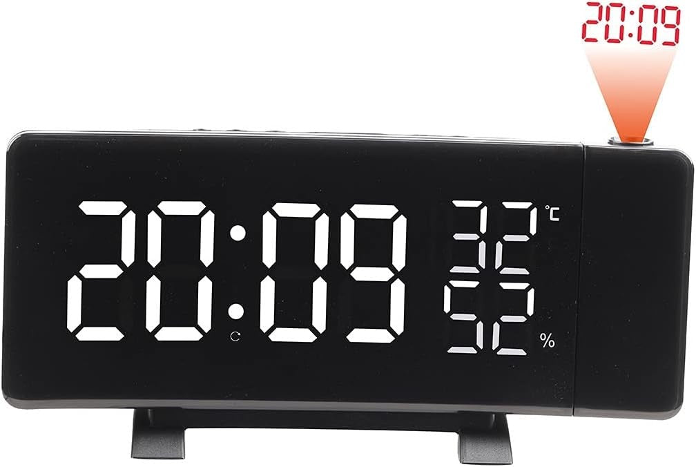 Projection Alarm Clock Large LED Display Indoor Temperature Dual Alarm USB