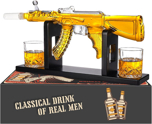 AK47 Whiskey Decanter Set with Glasses 550ml Novelty Gift for Men Bar Decor