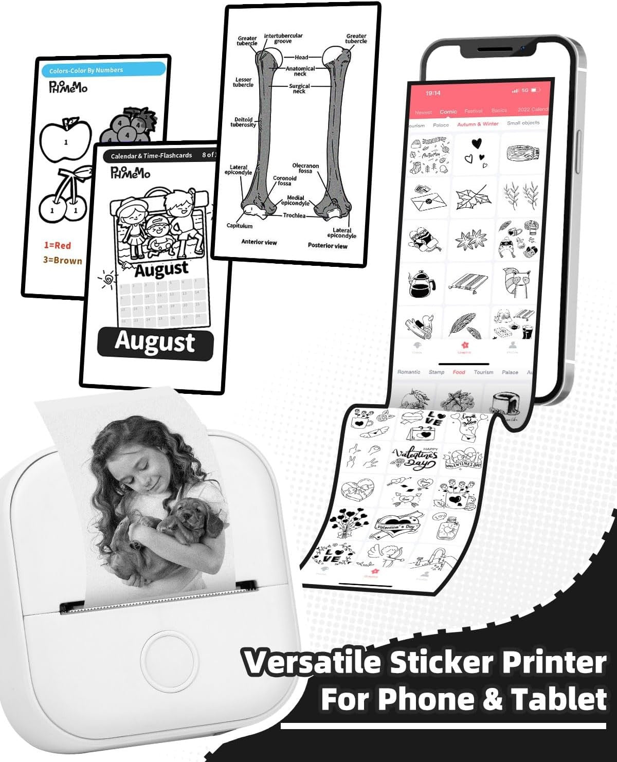 Mini Bluetooth Thermal Sticker Printer Inkless Photo Label Maker