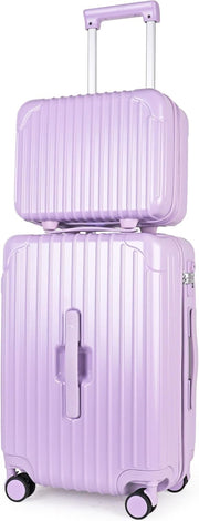 2pc Cabin Luggage Set Vanity Case & Spinner Suitcase TSA Lock Cup Holder