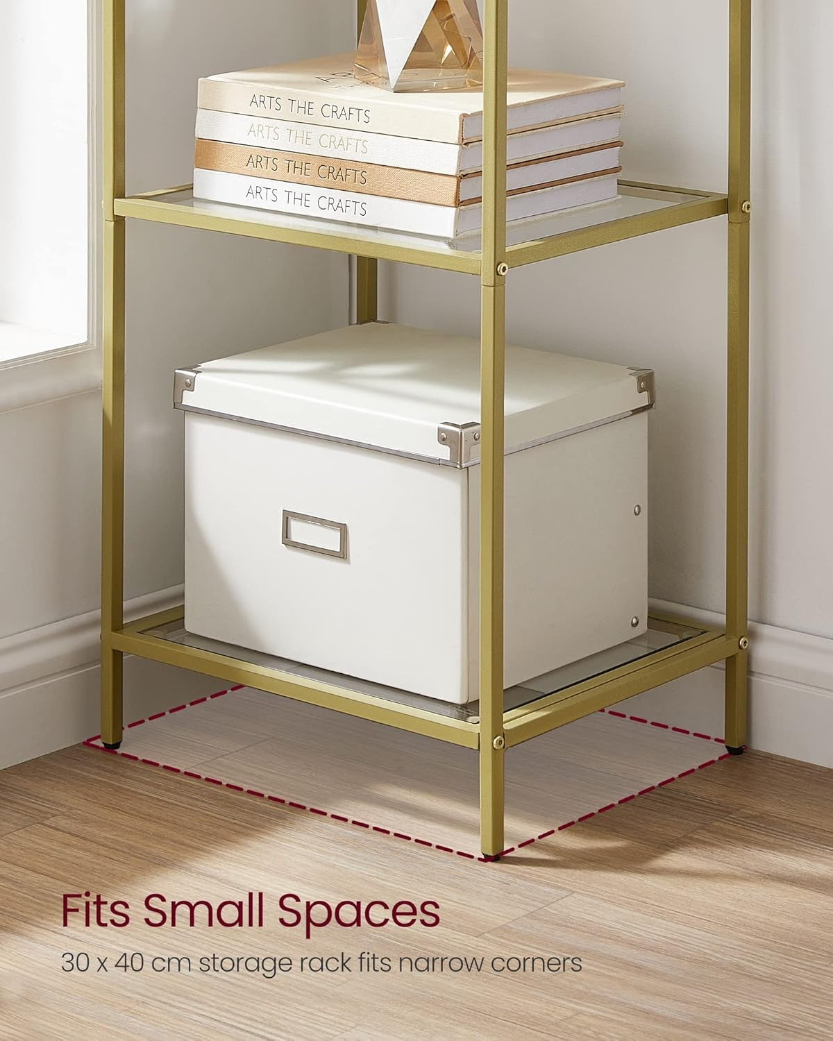 6-Tier Gold Glass Shelf Unit | Tall Luxury Display Rack for Living Room Office