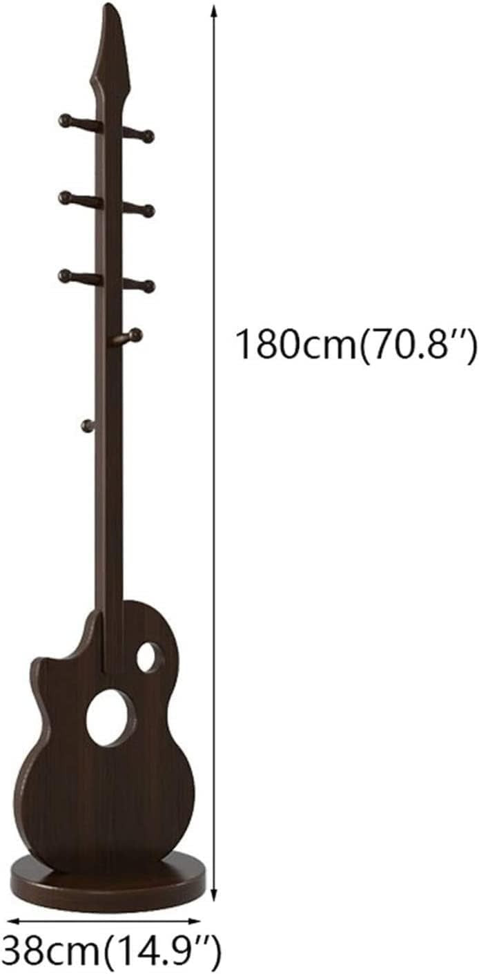 White Guitar Shape Wooden Coat Rack 8 Hooks Modern Freestanding Hall Tree