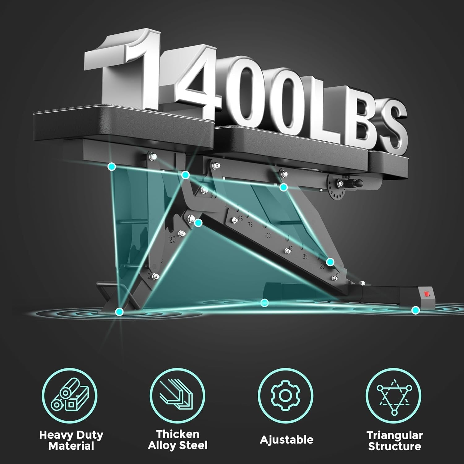 Heavy Duty Adjustable Weight Bench 640kg Foldable Full Body Gym