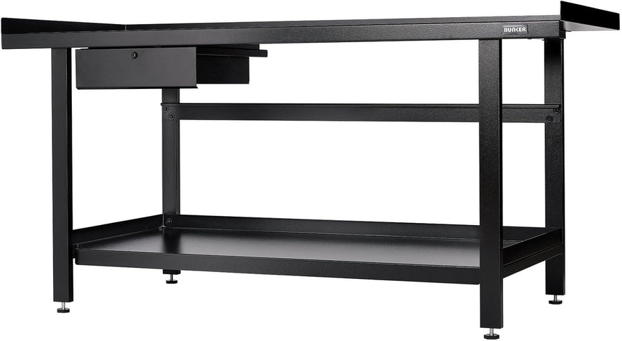 Heavy Duty 1.8m Steel Workbench with Lockable Drawer Adjustable Feet Bunker